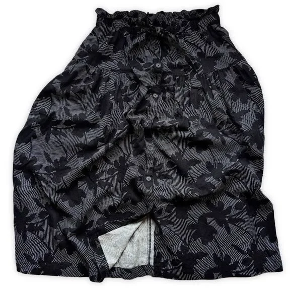 Universal Thread Black Linen Blend Button Front Midi Skirt Size M - Picture 5 of 10